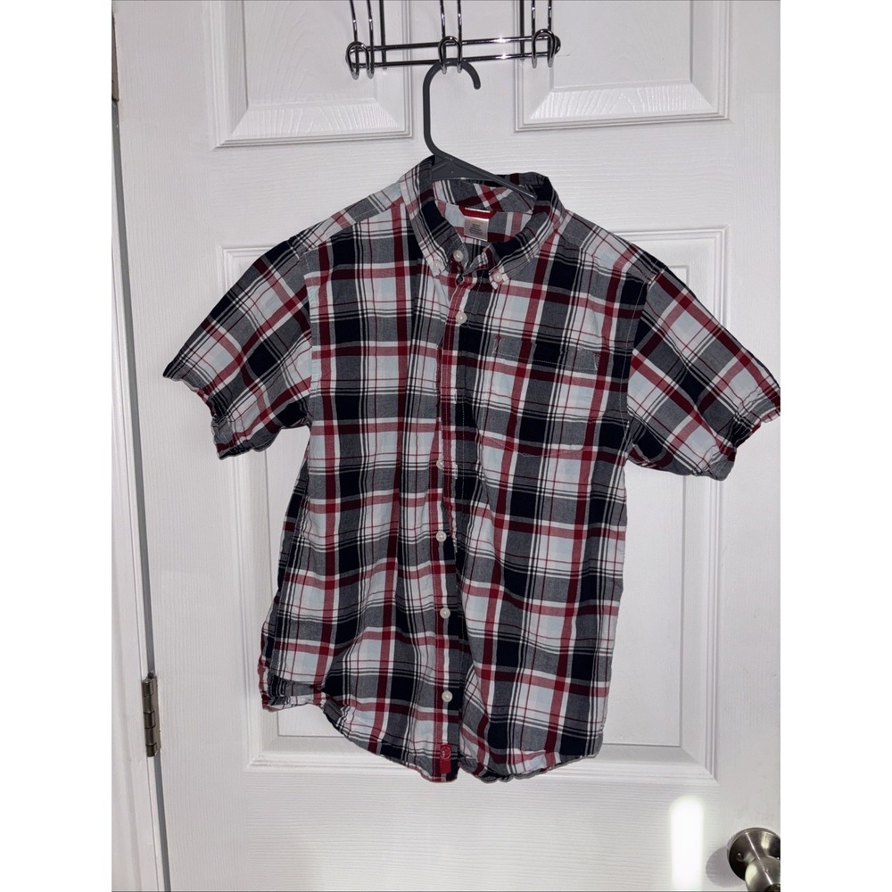 Gymboree Boys Size L (10-12) Short Sleeve Multi-colored Checkered Shirt Button